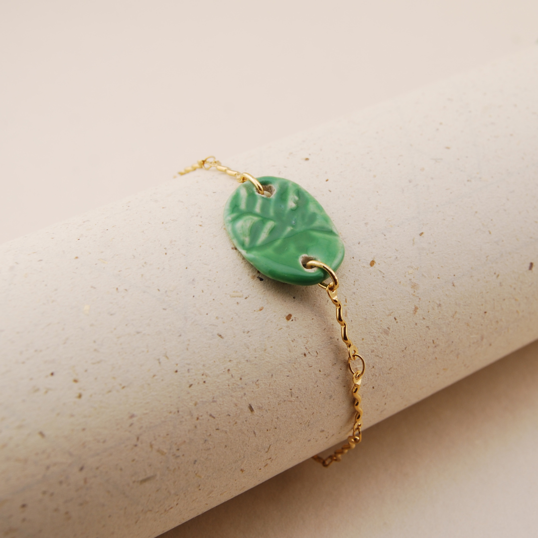 bracciale felce ovale verde prato